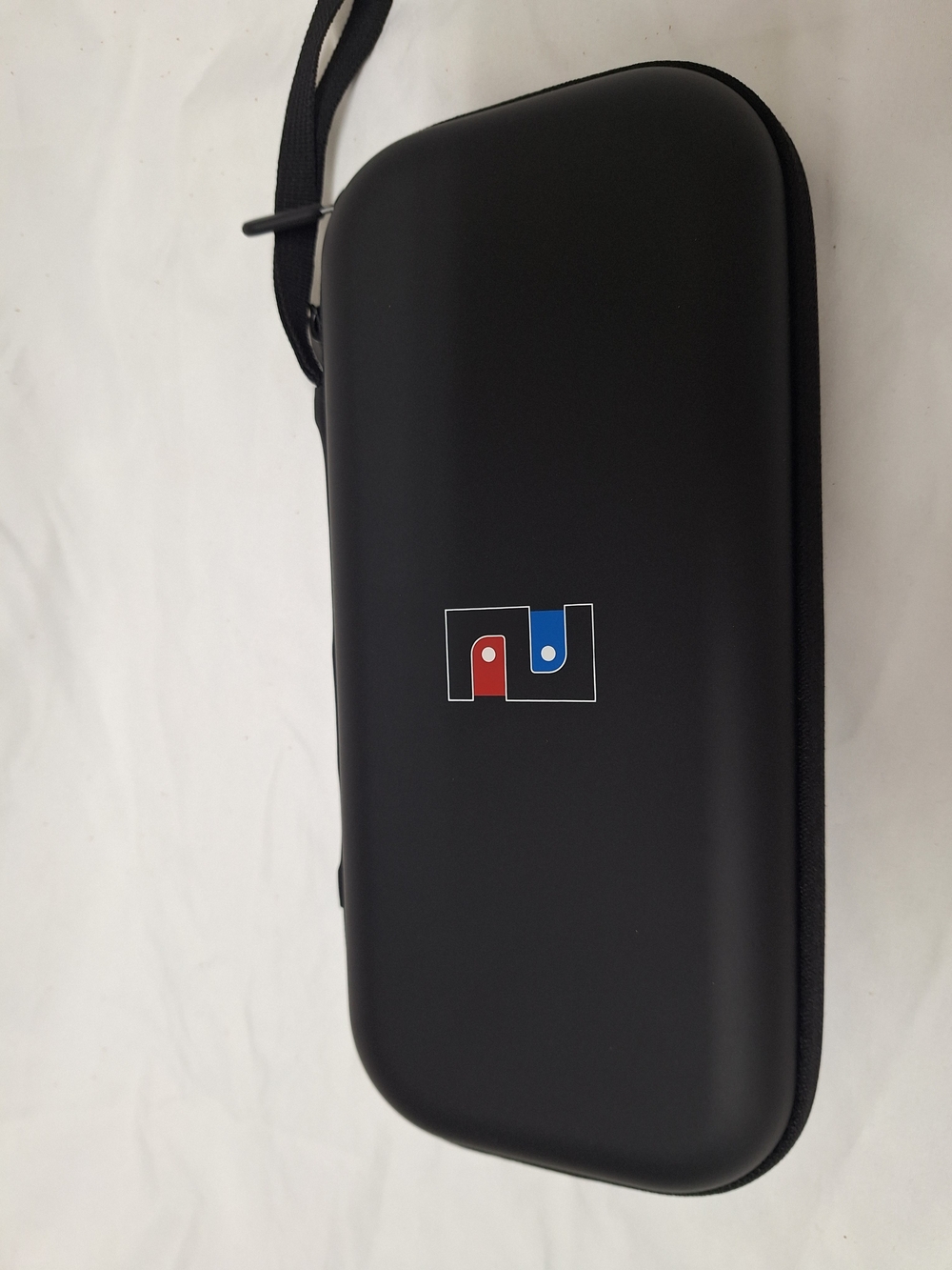 Black Hard Shell Travel Case with Red & Blue Logo